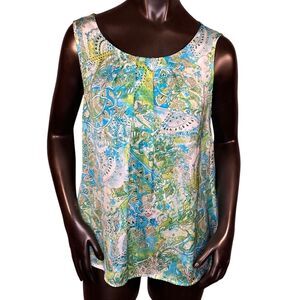 Notations Sleeveless Tunic Style Top Womens Size Large Floral Rounded Neckline